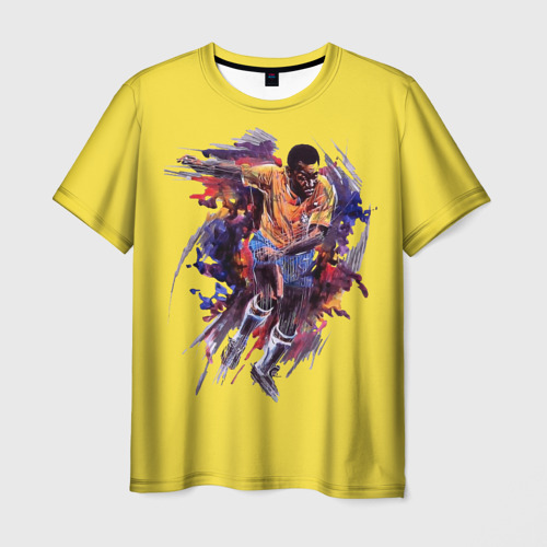 Мужская футболка с принтом Бразильский футболист Пеле 10, вид спереди №1
