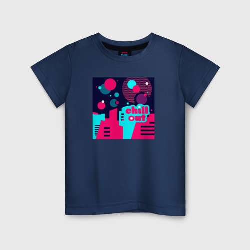 Детская футболка хлопок с принтом Chill out city minimal, вид спереди #2