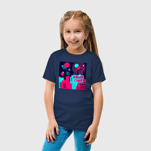 Детская футболка хлопок с принтом Chill out city minimal, вид сбоку #3