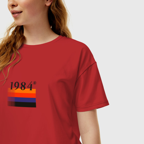 Женская футболка хлопок Oversize с принтом Винтажная мода 1984 года, фото на моделе #1
