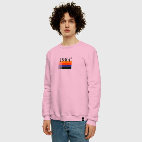 Мужской свитшот хлопок Винтажная мода 1984 года, цвет светло-розовый - фото 3