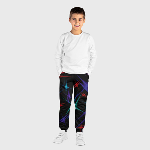 Детские брюки 3D с принтом Разноцветные лучи, вид сбоку #3