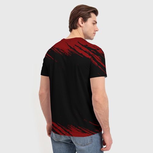 Мужская футболка 3D с принтом Альпинист - сила в правде на темном фоне, вид сзади #2