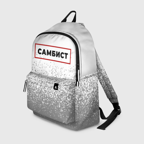 Рюкзак 3D с принтом Самбист - в красной рамке на светлом, вид спереди #2