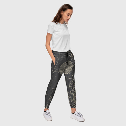 Женские брюки 3D с принтом Мистические узоры, вид сбоку #3