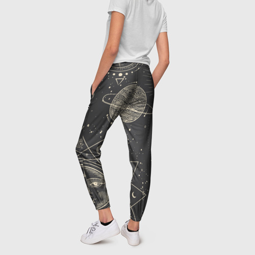 Женские брюки 3D с принтом Мистические узоры, вид сзади #2