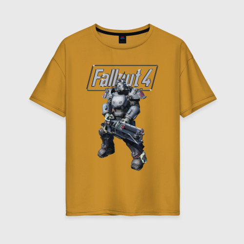 Женская футболка хлопок Oversize с принтом Fallout 4 - ultracite power armor, вид спереди #2