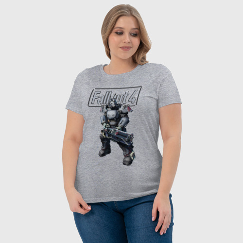 Женская футболка хлопок с принтом Fallout 4 - ultracite power armor, фото #4