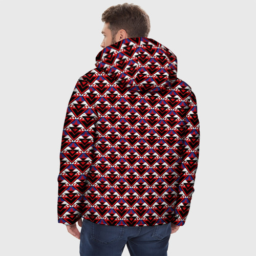 Мужская зимняя куртка 3D с принтом Геометрический скандинавский узор, вид сзади #2