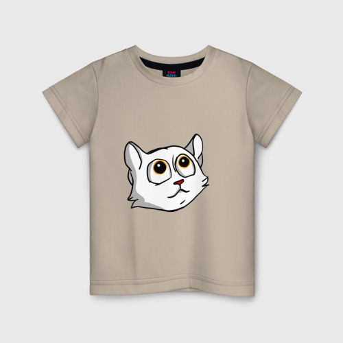 Детская футболка хлопок с принтом Милый котенок белый, вид спереди #2