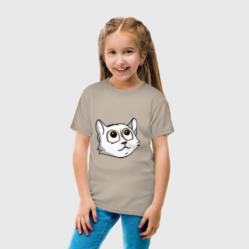 Детская футболка хлопок с принтом Милый котенок белый, вид сбоку #3