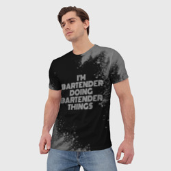 Мужская футболка 3D I'm bartender doing bartender things: на темном - фото 2