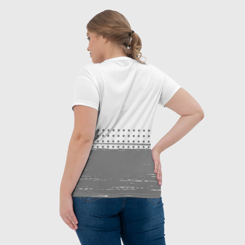 Женская футболка 3D с принтом Алёна - в красной рамке на светлом, вид сзади #2