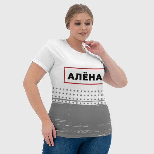 Женская футболка 3D с принтом Алёна - в красной рамке на светлом, фото #4