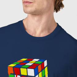 Футболка с принтом Rainbow cube для мужчины, вид на модели спереди №4. Цвет основы: темно-синий