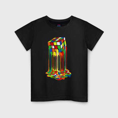 Детская футболка хлопок с принтом Rainbow cube, вид спереди #2