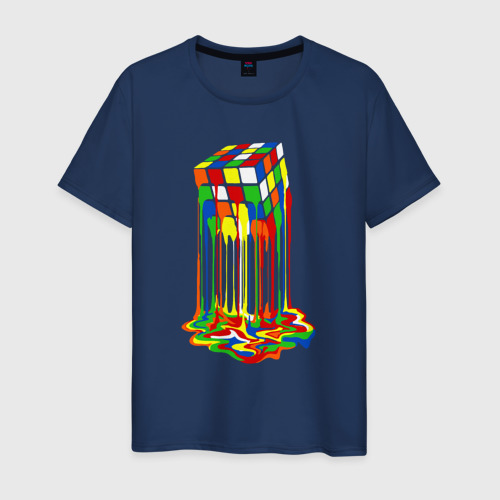 Мужская футболка из хлопка с принтом Rainbow cube, вид спереди №1