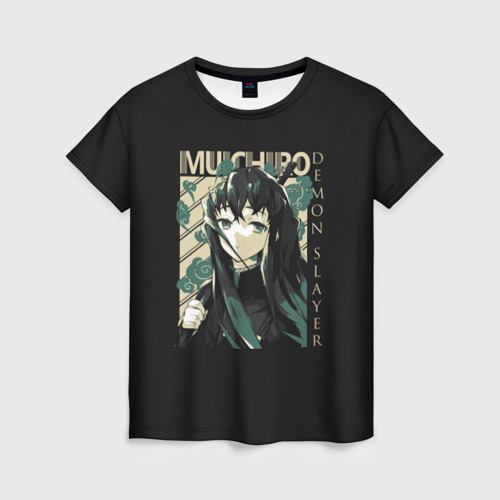 Женская футболка 3D с принтом Муичиро Токито - Клинок, рассекающий демонов, вид спереди #2