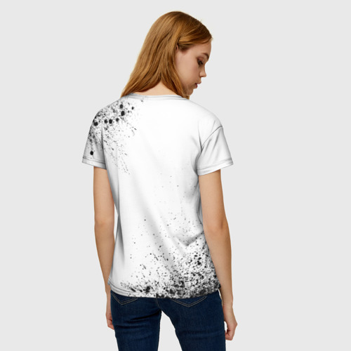 Женская футболка 3D с принтом Девушка биатлонист - определение на светлом фоне, вид сзади #2