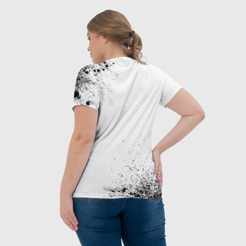 Женская футболка 3D с принтом Девушка биатлонист - определение на светлом фоне, вид сзади #2