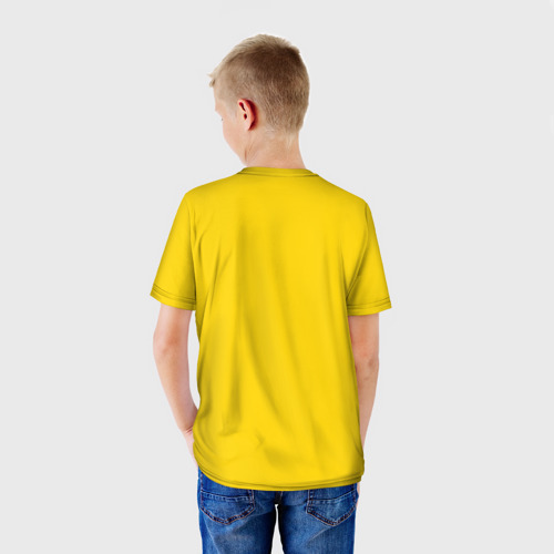 Детская футболка 3D с принтом Гомер Симпсон ест пончик, вид сзади #2