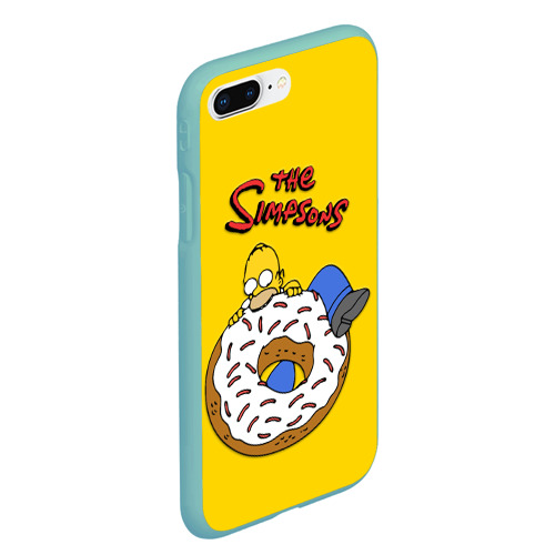 Чехол для iPhone 7Plus/8 Plus матовый с принтом Гомер Симпсон ест пончик, вид сбоку #3