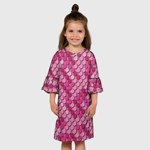 Детское платье 3D Розовый камуфляж, цвет 3D печать - фото 4