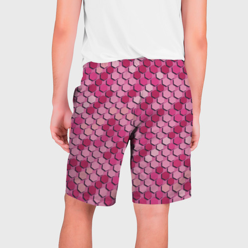 Мужские шорты 3D с принтом Розовый камуфляж, вид сзади #1