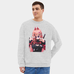 Мужской свитшот oversize без начеса хлопок Человек - бензопила крутая Пауэр - фото 2