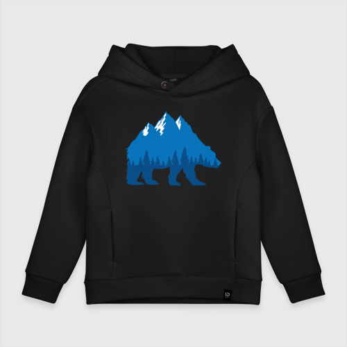 Детское худи Oversize хлопок Bear mountains, цвет черный