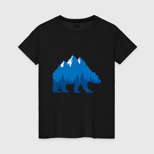 Женская футболка хлопок с принтом Bear mountains, вид спереди #2