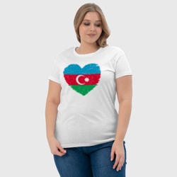 Футболка с принтом Сердце Азербайджана для женщины, вид на модели спереди №4. Цвет основы: белый