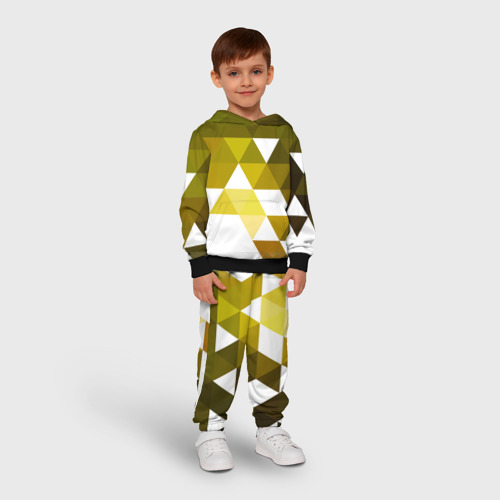 Детский костюм с толстовкой 3D Золотистая мозаика из ромбов, цвет черный - фото 3