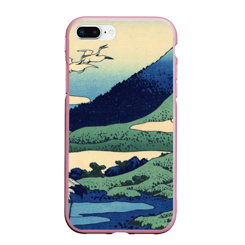 Чехол для iPhone 7/8 Plus матовый с принтом Журавли — японский художник Хокусай Фудзи, вид спереди №1