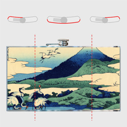 Фляга с принтом Журавли — японский художник Хокусай Фудзи для любого человека, вид спереди №5. Цвет основы: металл