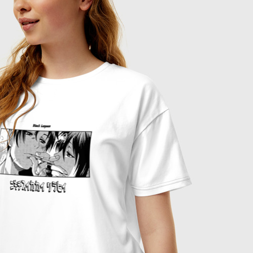 Женская футболка хлопок Oversize Пираты черной лагуны: Cigarette love, цвет белый - фото 3