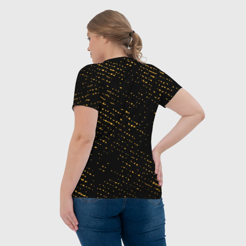 Женская футболка 3D с принтом Екатерина и зологой герб РФ, вид сзади #2