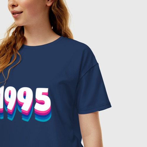 Женская футболка хлопок Oversize с принтом Made in 1995 vintage art, фото на моделе #1