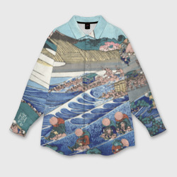 Мужская рубашка oversize 3D Кацусика Хокусай сон жены рыбака - японская гравюра