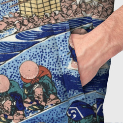 Жилет с принтом Кацусика Хокусай сон жены рыбака - японская гравюра для мужчины, вид на модели спереди №4. Цвет основы: черный