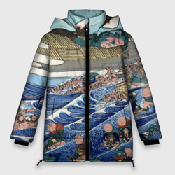 Женская зимняя куртка Oversize Кацусика Хокусай сон жены рыбака - японская гравюра