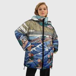 Женская зимняя куртка Oversize Кацусика Хокусай сон жены рыбака - японская гравюра - фото 2