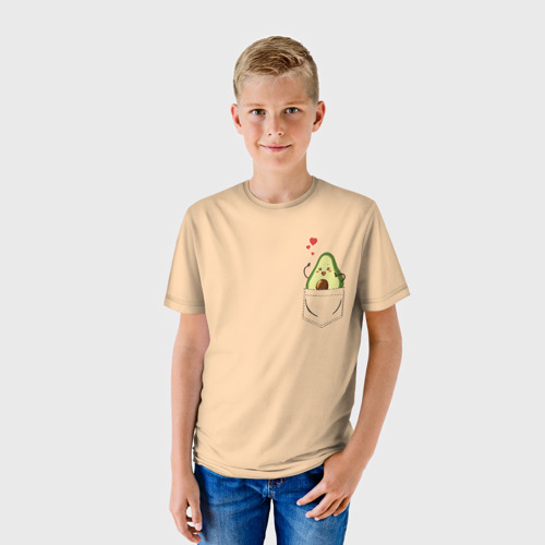 Детская футболка 3D С авокадо каваи в кармашке, цвет 3D печать - фото 3