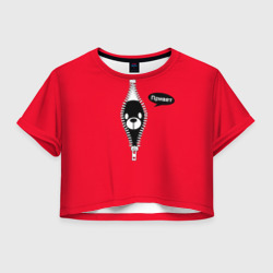 С мишкой на замочке молнии – Женская футболка Crop-top 3D с принтом купить