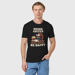 Мужская футболка хлопок Drink Coffee, Read Books, Be Happy - фото 2