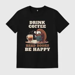 Мужская футболка хлопок Drink Coffee, Read Books, Be Happy