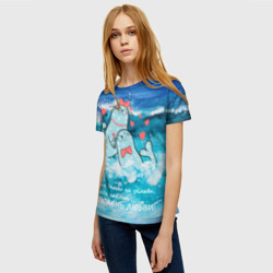 Женская футболка 3D Тюлени любви в море - фото 2