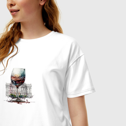 Женская футболка хлопок Oversize с принтом Любимый город, фото на моделе #1