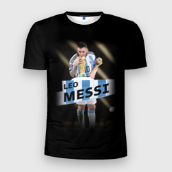 Мужская футболка 3D Slim Лео Месси чемпион Мира
