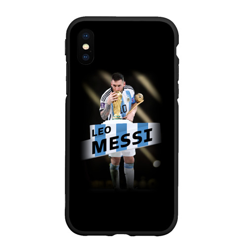 Чехол для iPhone XS Max матовый Лео Месси чемпион Мира, цвет черный